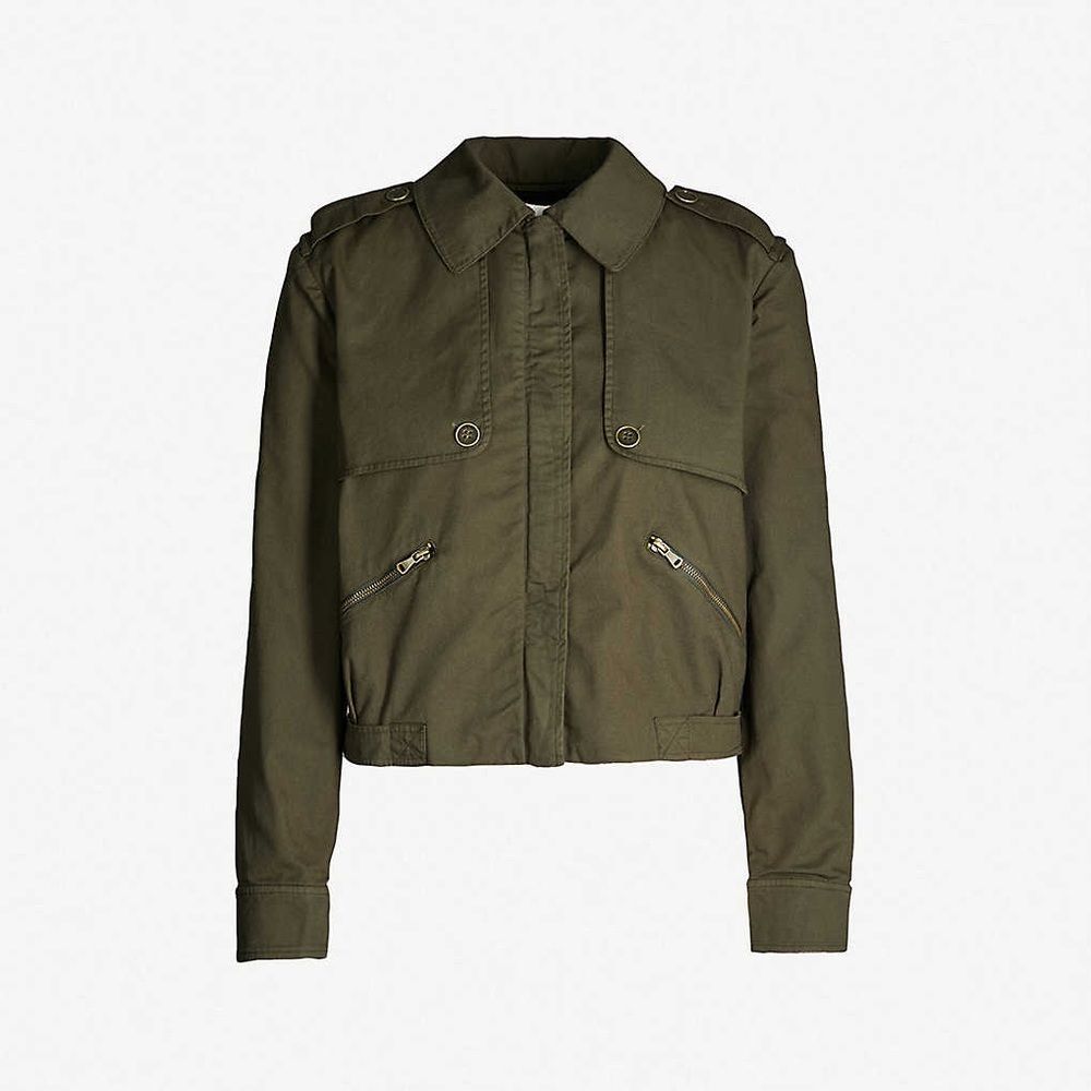 PAIGE Aubree Cropped ZIP-Front Green Jacket L NWT - Picture 6 of 11